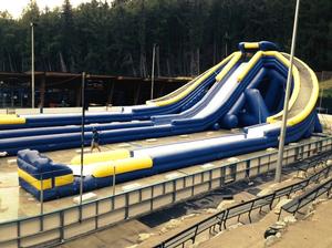 The Trippo Slide, the world's largest inflatable water slide at Tekapo Springs.